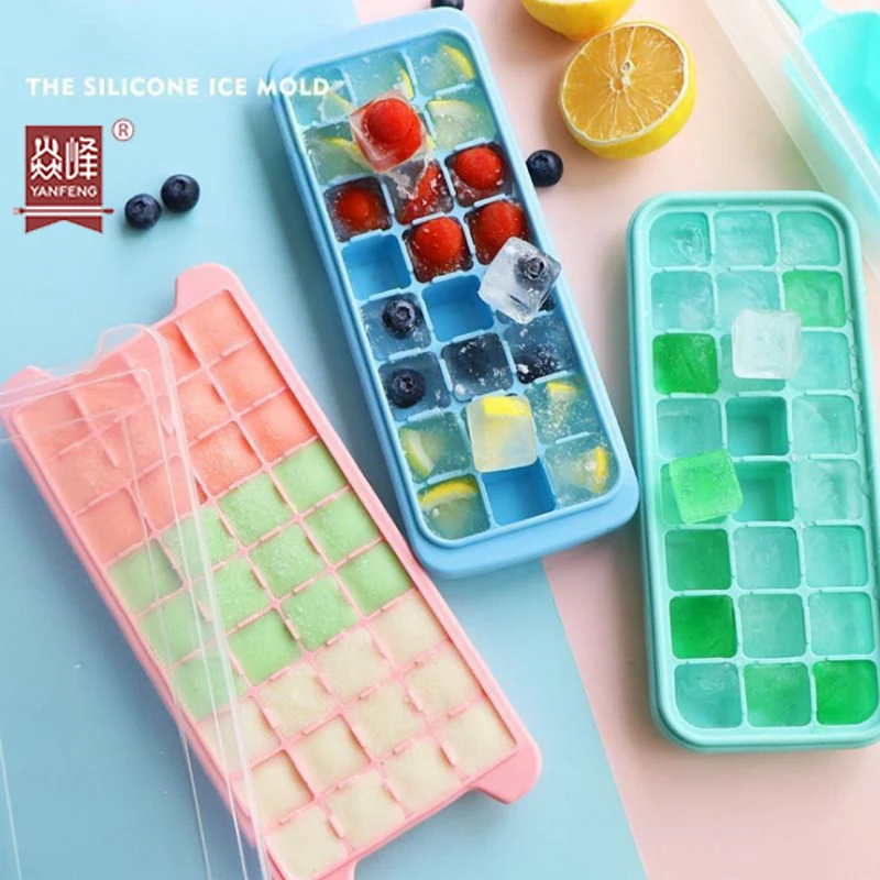 Silicone Ice Cube Tray Food Grade Reusable Elastic Model Used For Making Cake Cream Ice Cubes Freeze Mould Mold