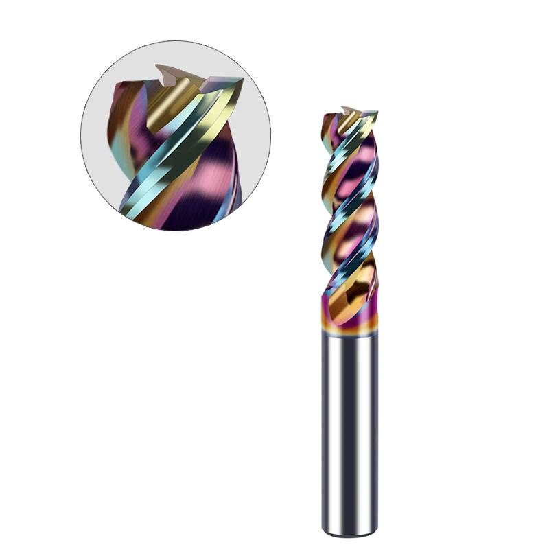 2024 Cnc Milling Tools Colorful Coated 3 Flute Aluminum Copper Cutter End Mill Tungsten Steel Carbide End Milling Cutter