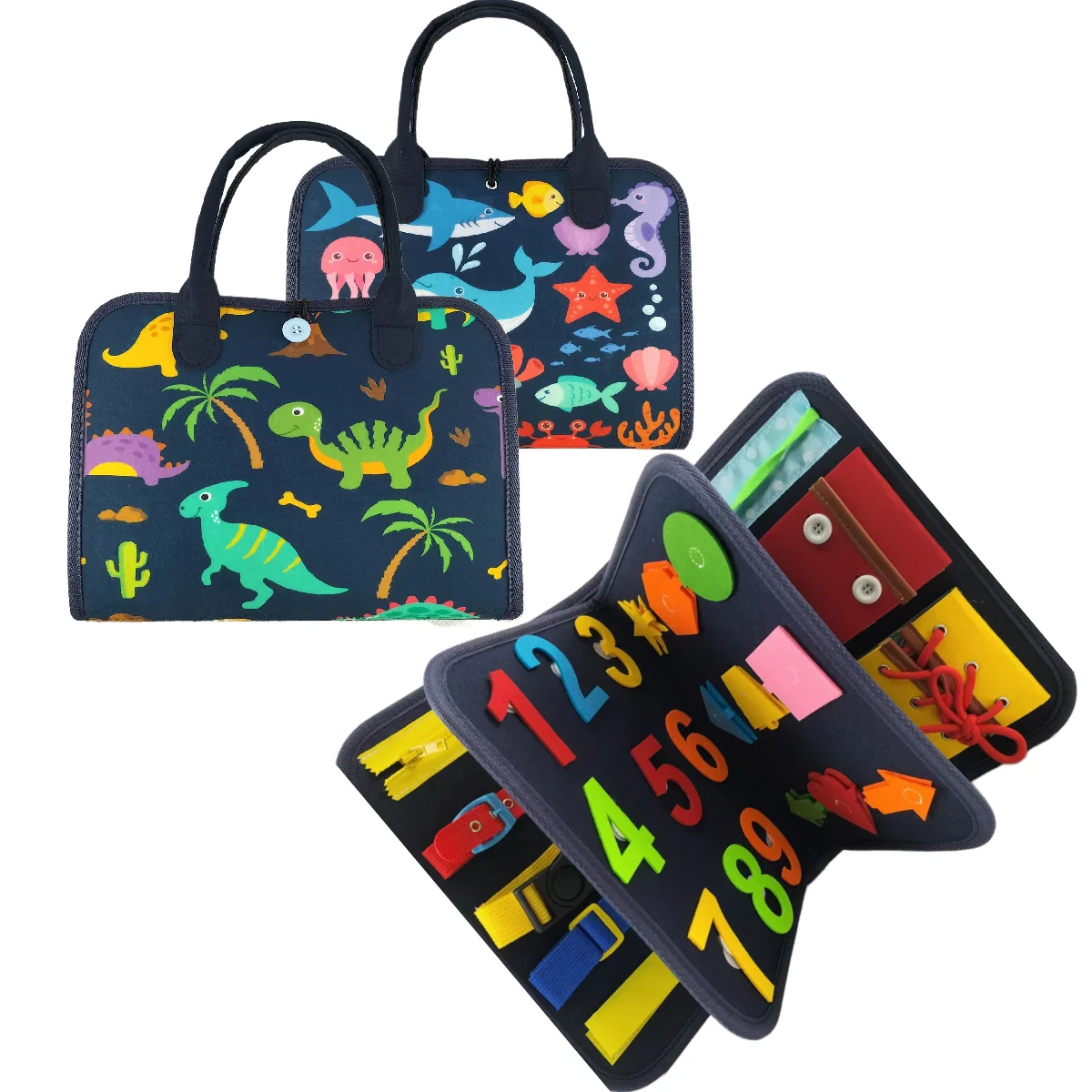 Factory Montessori Educational Toy Felt Busy Board For  Learning Letters Alphabets Dressing Skills