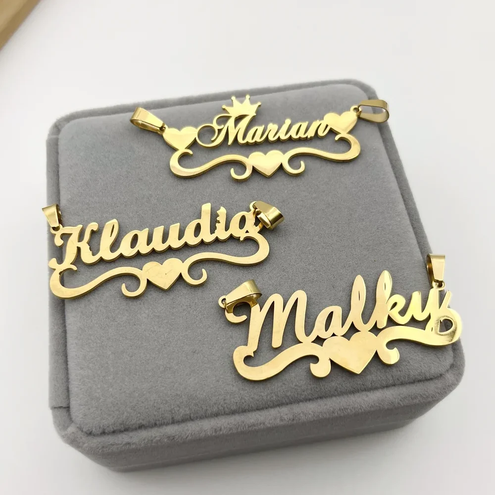 Personalized Custom Name Necklace Gold Plated Stainless Steel Jewelry Cuban Chain Double Plated Custom Name Necklace