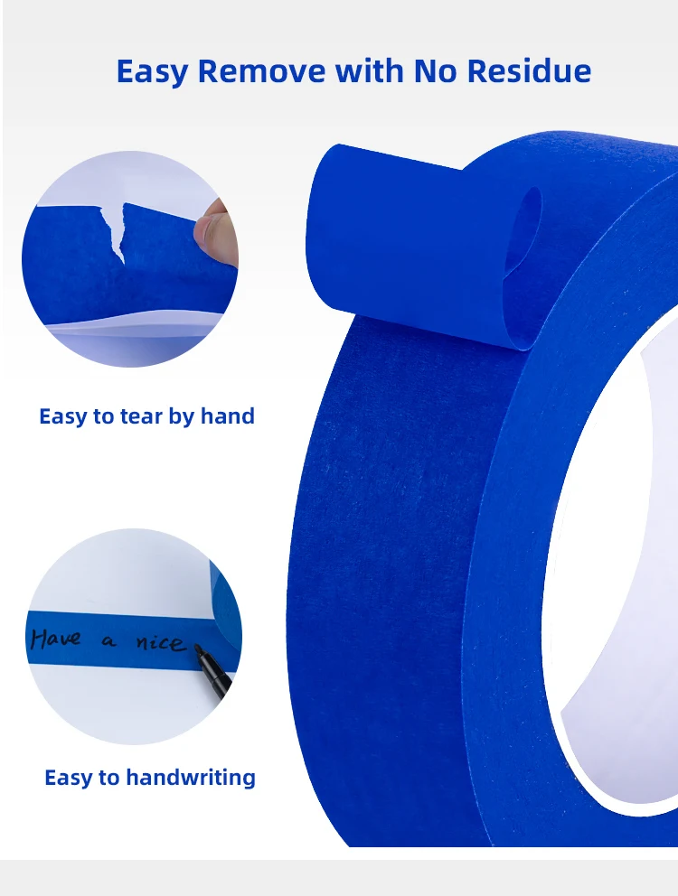 BYSLY Blue masking tape high viscosity anti-UV crepe paper decoration spray paint masking color separation no residual glue