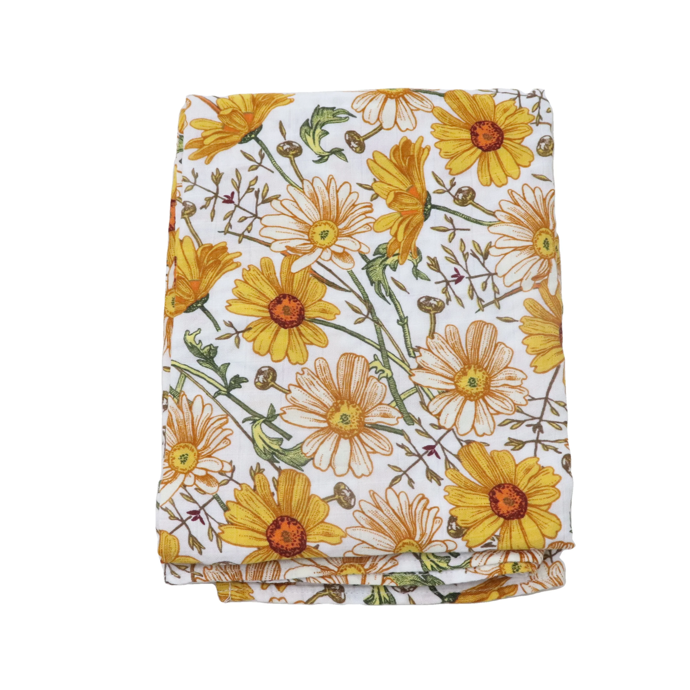 Bamboo Cotton Soft Muslin Wraps Printing Baby Muslin Swaddle Wrap Blanket