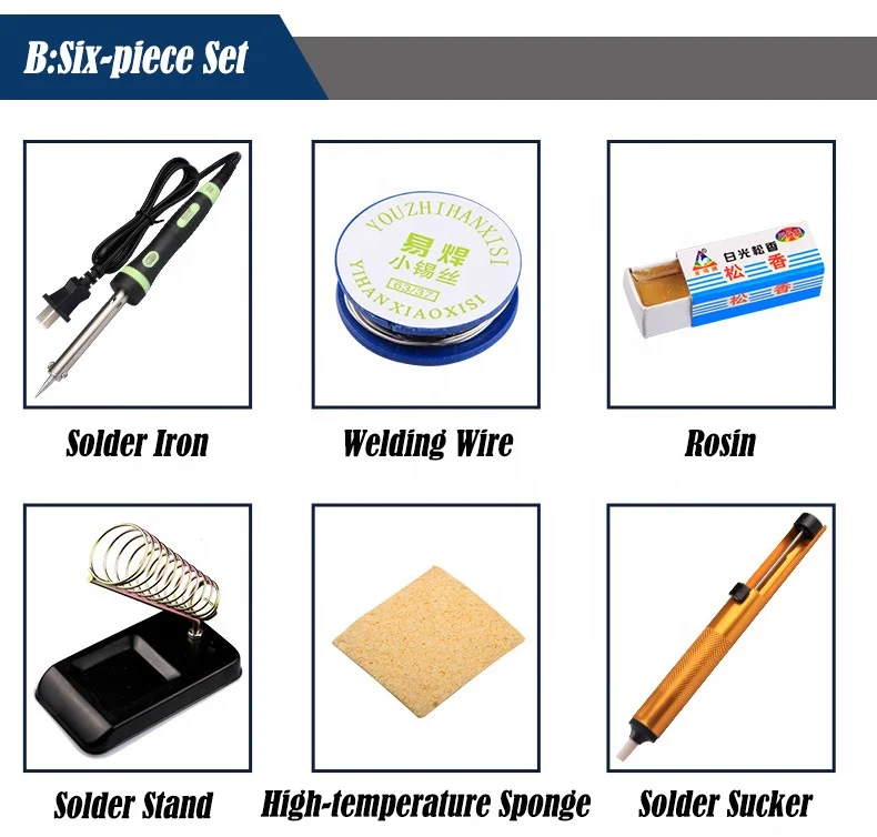 
Soldering Iron [External Heat] 40W/60W Dual-temperature Adjustable [6-Piece Set] Electric Solder Iron Rework Station 