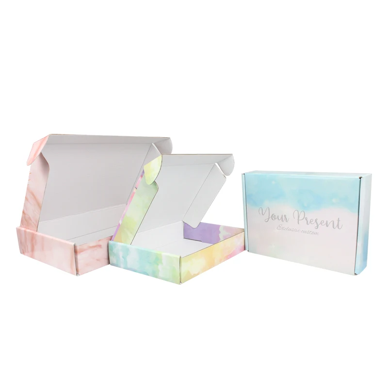 Luxury Rigid Corrugated Cardboard Pulp Square A4 Clothing Folding Logo Small Kraft Custom Gift Packaging box for dress