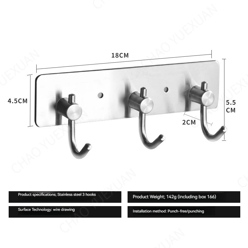 Waterproof Hooks Hanger Wall-mounted Hanging Hook Stainless Steel Hook For Bathroom Kitchen Hotel