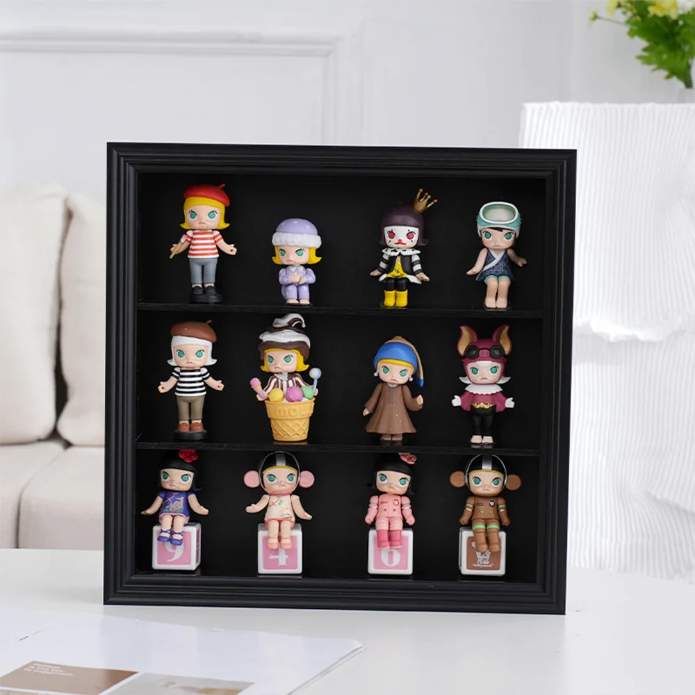 Wholesale wooden shadow box frame toy figurine collection display box