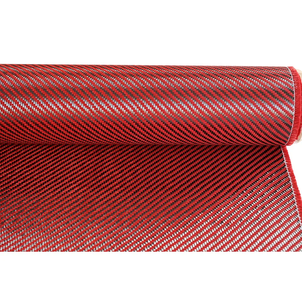 Red carbon aramid hybrid braid fabric fibre cloth