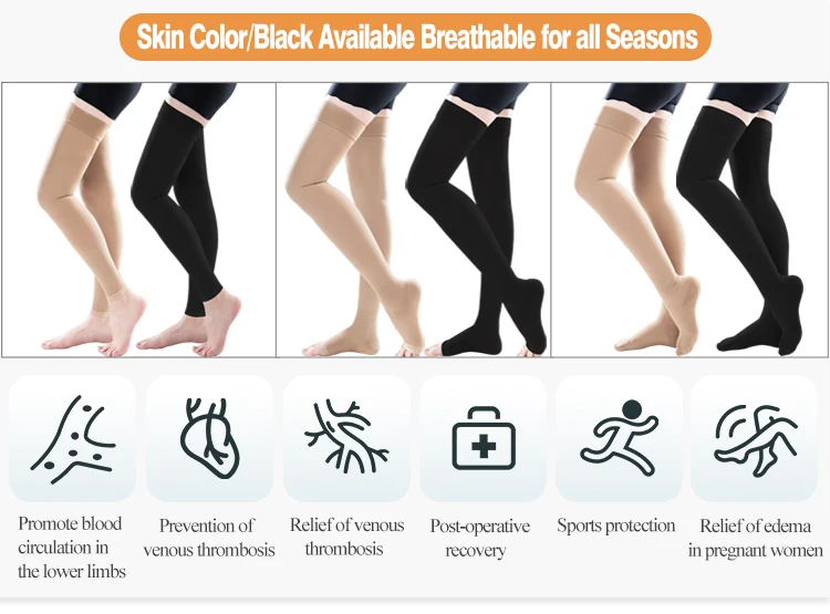 Stylish Sheer Compression Sock Black Beige  For  Varicose Veins 20-30mmHg Xiangzi Medical