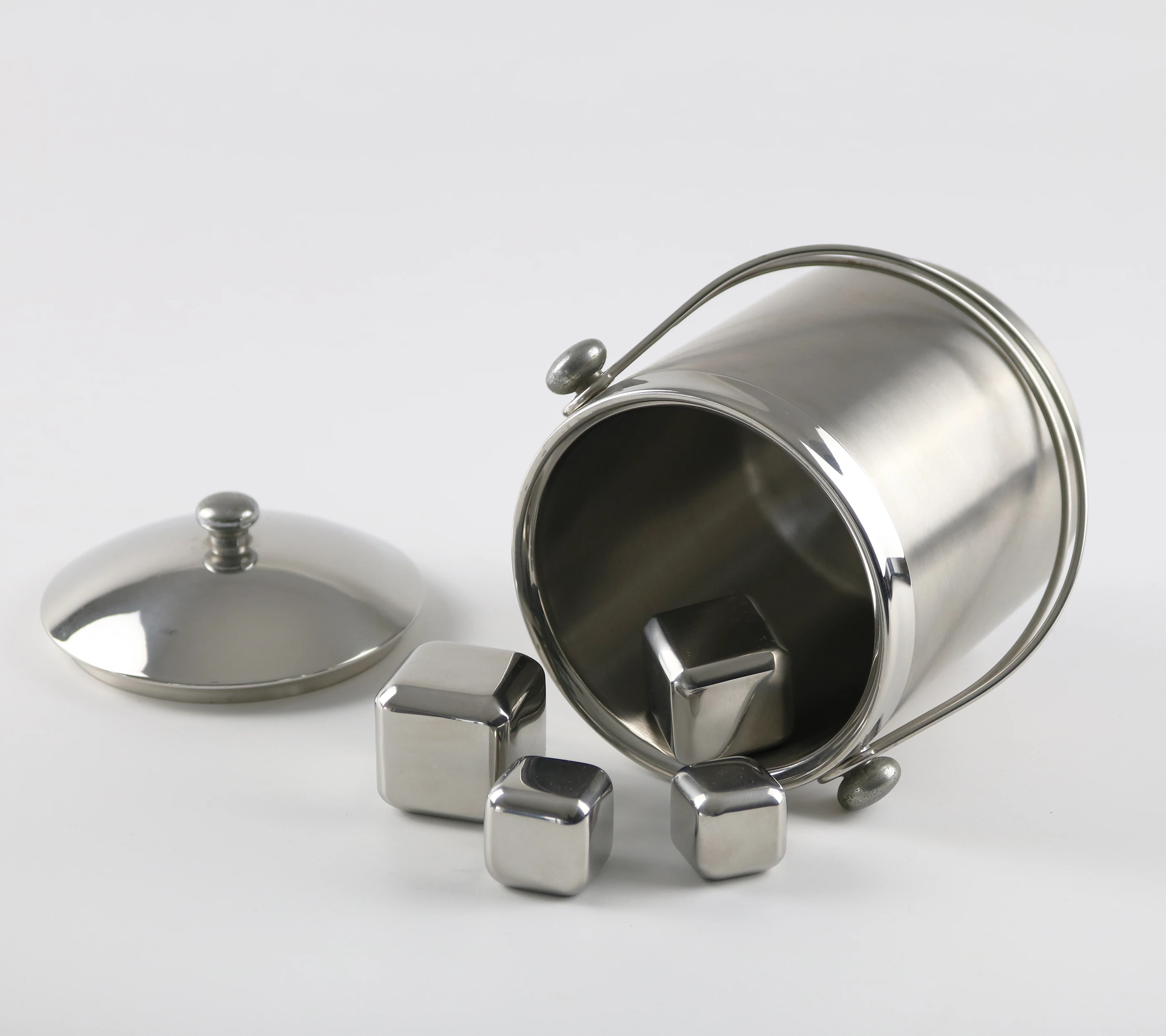 Double Wall Cylinder Chinese Wholesale Durable Stainless Steel Metal Container Champagne Wine Beer Holder Ice Cooler Bucket