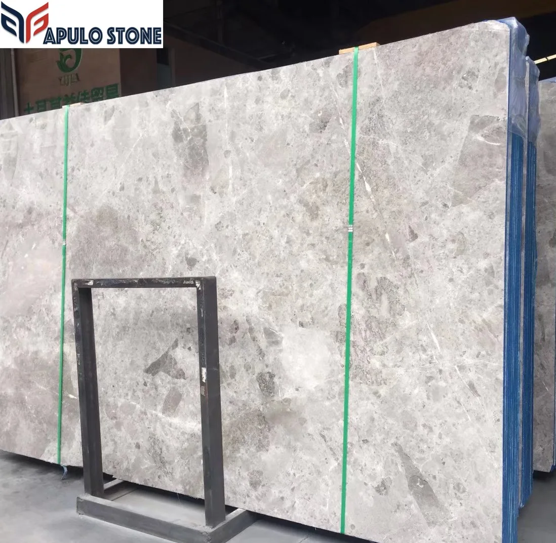 High Quality Turkish Tundra Grey  Natural Marble Slabs for Interior Design Light Marble