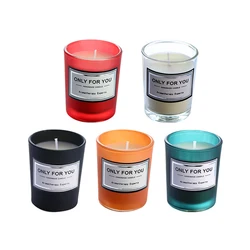 Promo 5*5*6cm Gray Clear Glass Cup Soy Wax Jasmine Organic Gift Set Candele Aromatiche with Packaging