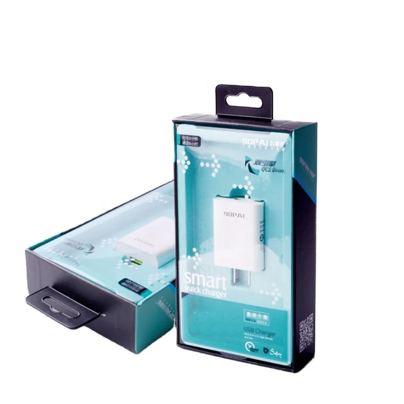 Custom Logo Paper Packaging Colorful Printing Car Charger Boxes Usb Data Cable Paper Box Packaging with Blister Tray