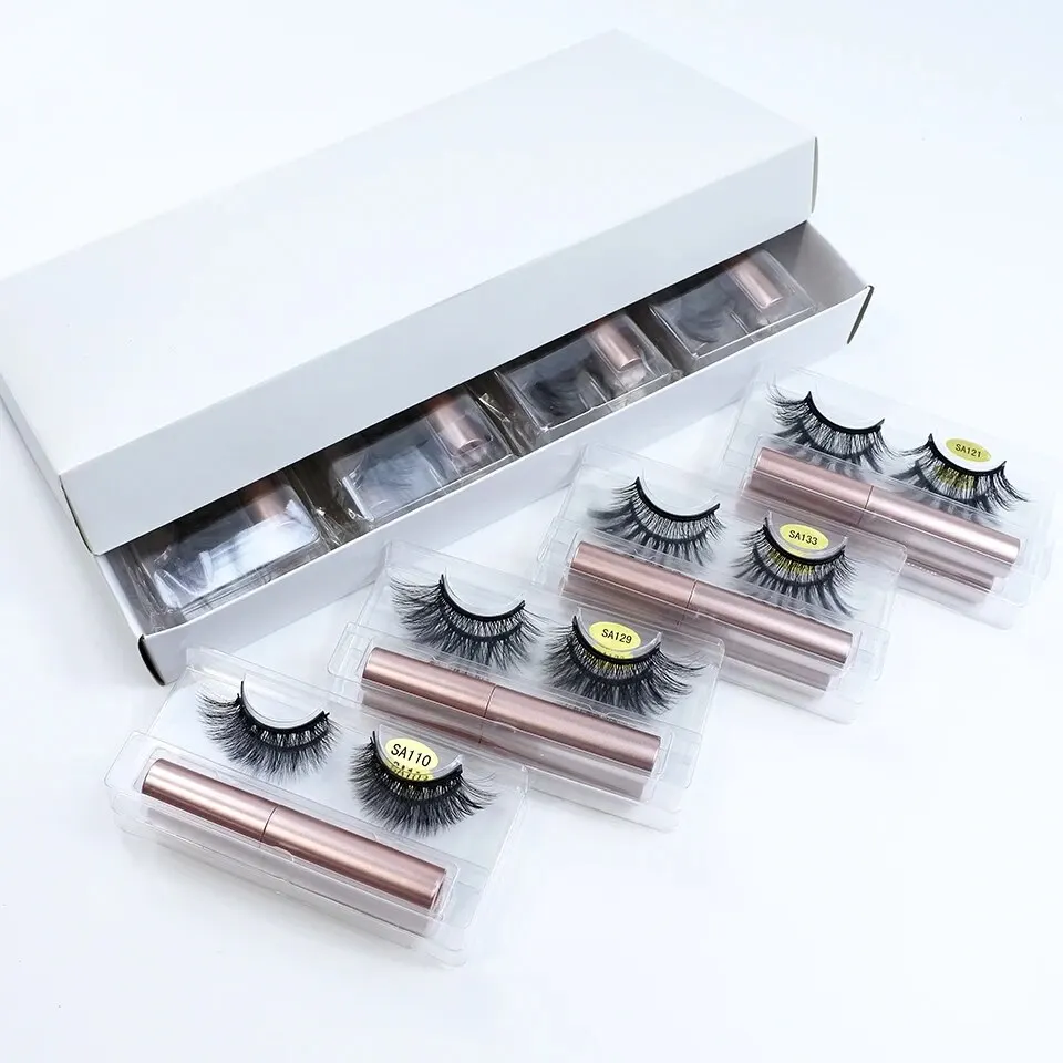 Factory Supply Wholesale Magnetic Eyelashes with Magnetic Lashes Glue of Natural Soft Faux Mink Lashes Makeup Lashes