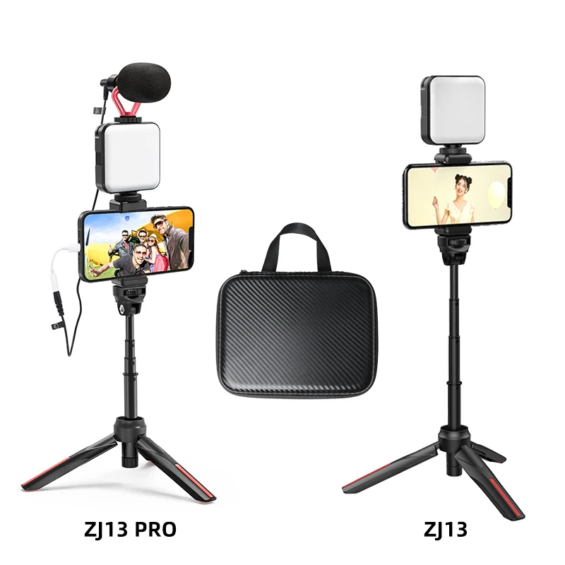 Professional Phone Holder Tripod with LED Camera Light and Microphone Video Vlogging Photography Light kit for Studio Recording