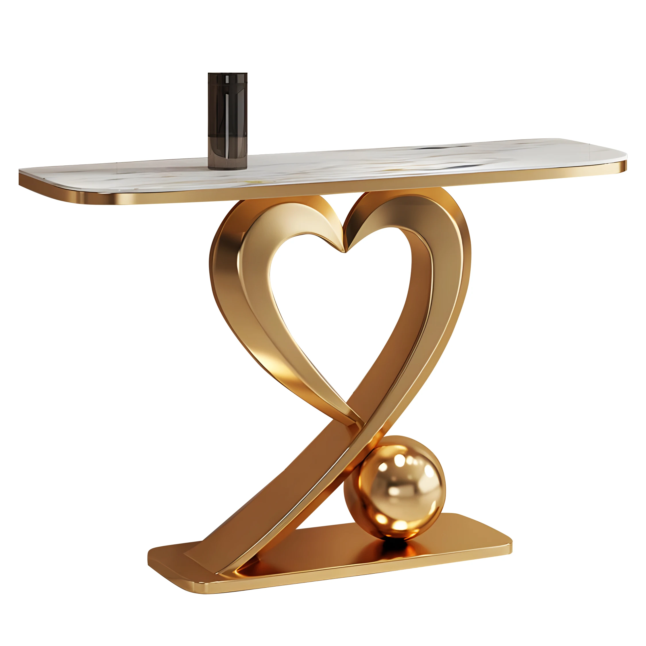 Baroque Style Stainless Steel Console Table Gold Square Narrow Entry Table Long Living Room Furniture