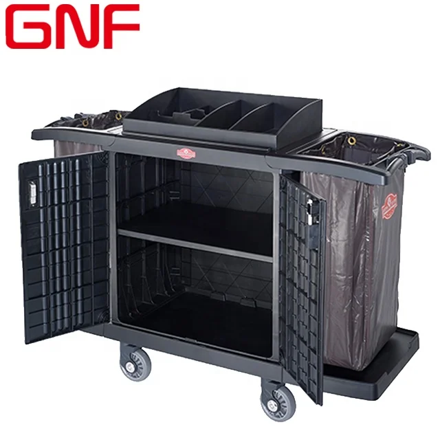 Многофункциональные пластиковые хозяйственные ручные тележки GNF для отеля тележка уборки и обслуживания