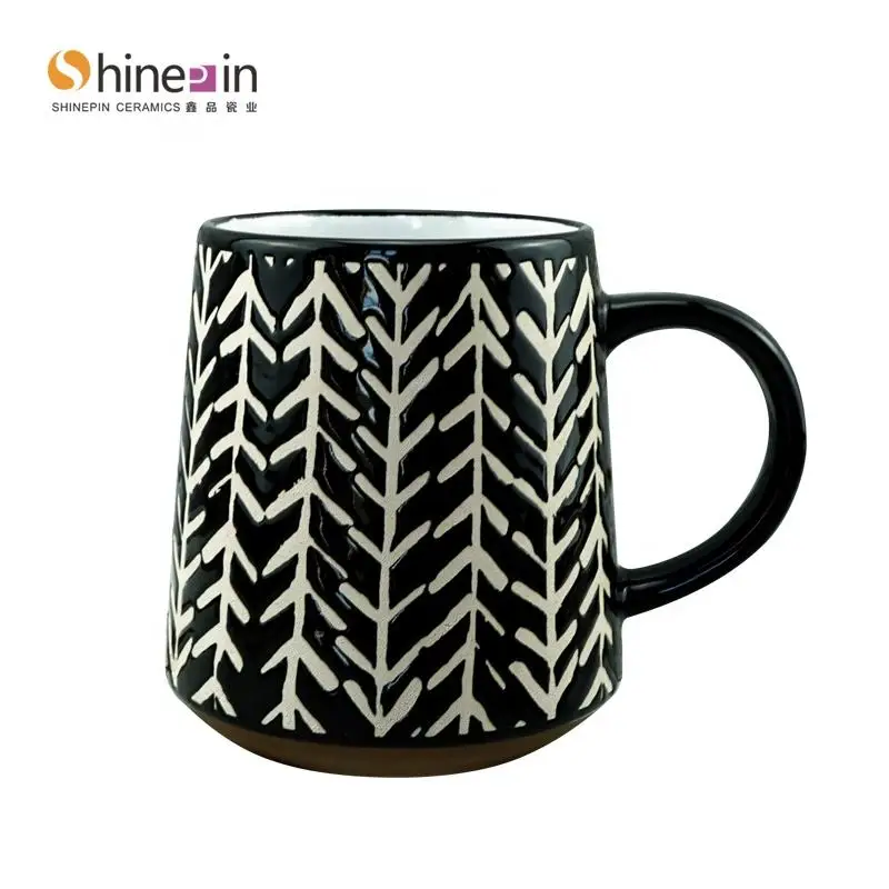 Nordic Black Glaze Printing Porcelain Cups Manufacturer Cup Supplier Custom Tea Mugs Wholesale Ceramic Coffee Mug High Quality
