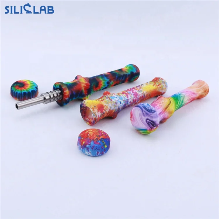 New Printed Bubbler Smoking Pipes Titanium nail Dabs Rigs Stock In Siliclab Smokeshop