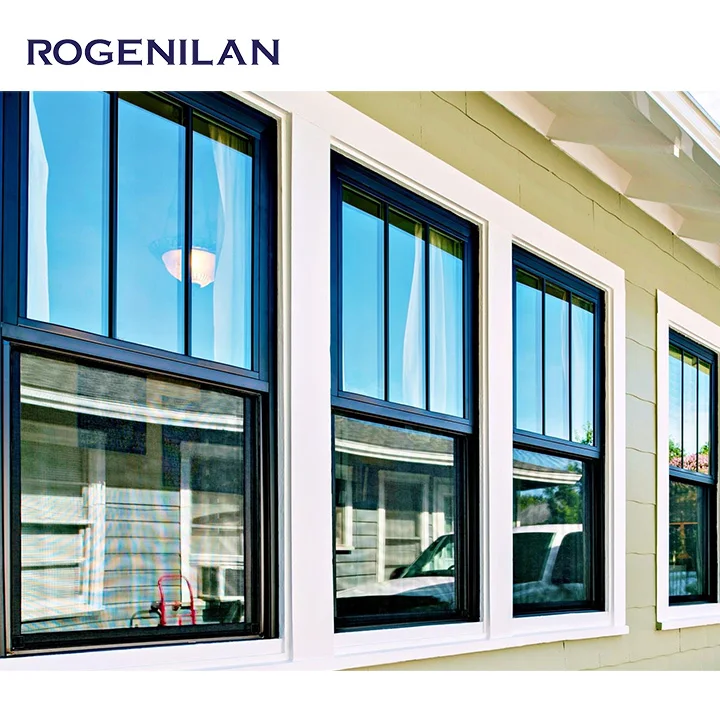 Rogenilan Aluminum single pane double hung windows vertical sliding sash windows triple double hung windows