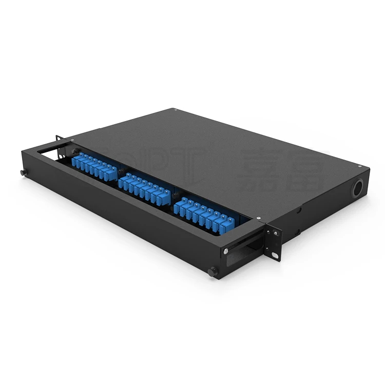 FTTH 19-inch 1U patch panel fiber optic 12-port terminal box front cable organizer distribution box