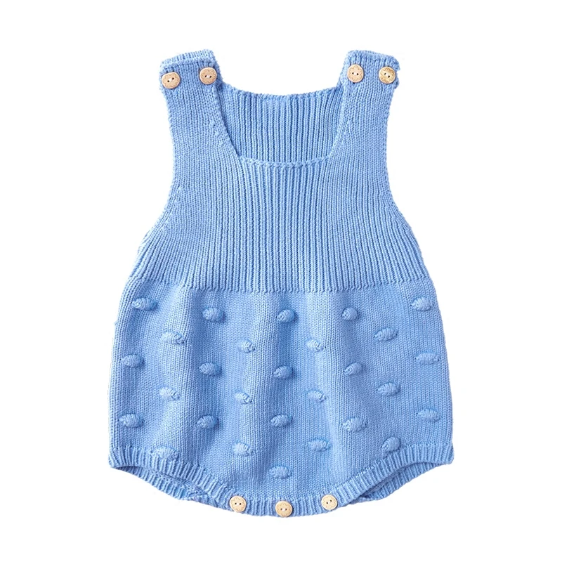 
Sleeveless romper baby clothes solid custom merino wool knit sweater 