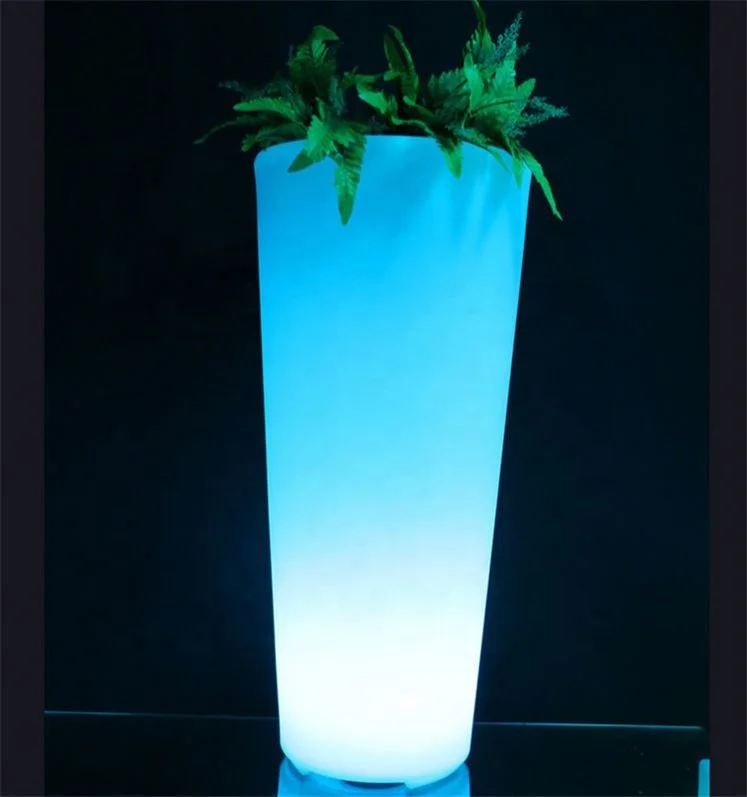 Factory price wholesale small plastic vases led color changing outdoor flower pots 16 GRB cheap plant pot