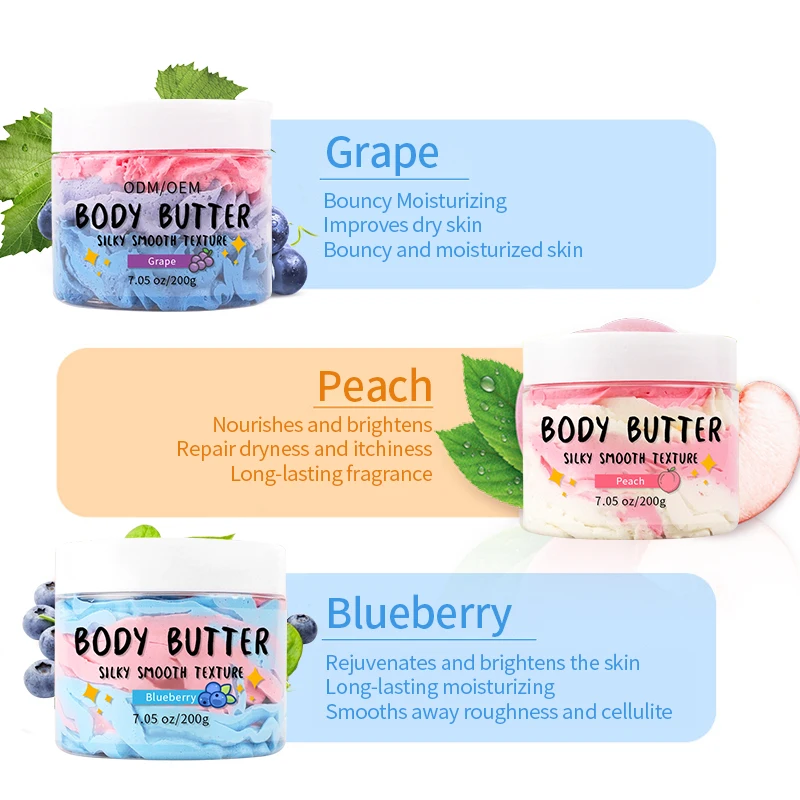 Wholesale Private Label Colorful Rainbow Butter Ice Cream vanilla body butter