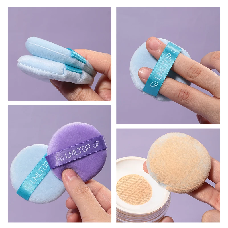 LMLTOP Flocking Powder Puff Vendor 2pcs Soft Triangle Round Cotton Makeup Powder Puff With Box SY230 Dry Wet Loose Powder Puff