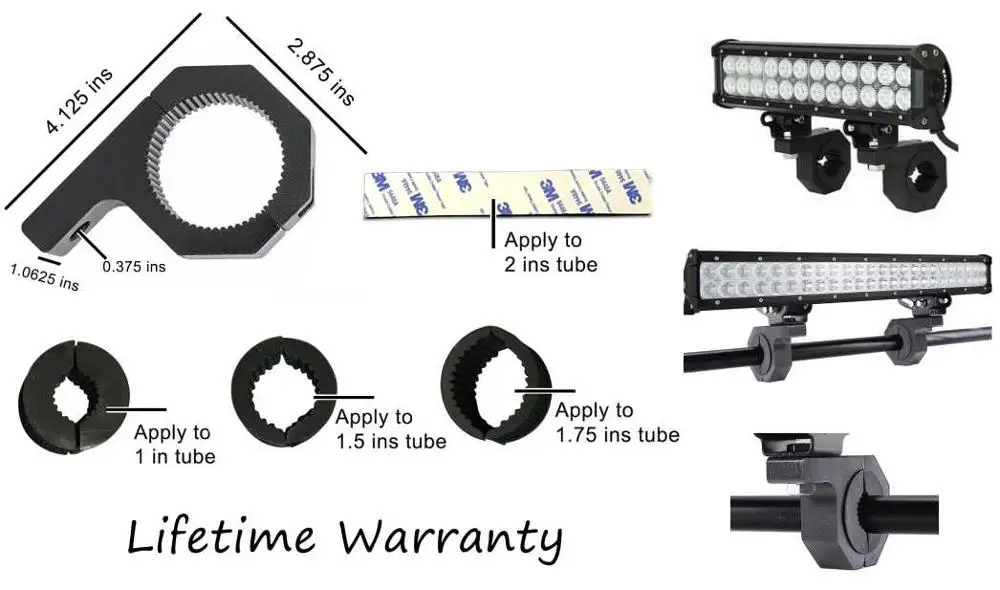 Bumper Tube Clamp Bar Roof Roll Mount Brackets Mounting Cage Holder Clip 2 sets