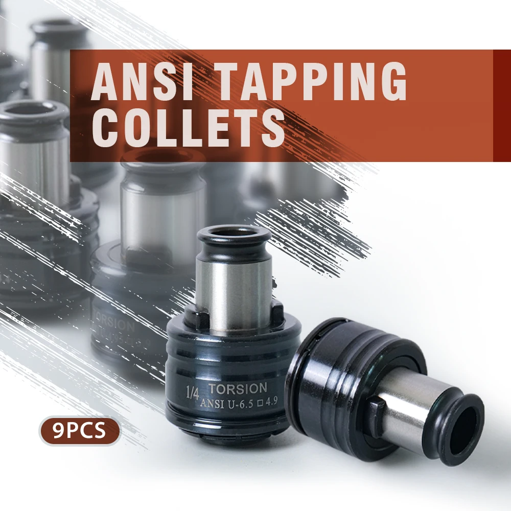 GT12 ANSI Collets 9PCS Tapping Head Collet Chuck GT12 Tap Collets for M16R/PNEU-M12 Tapping Machine
