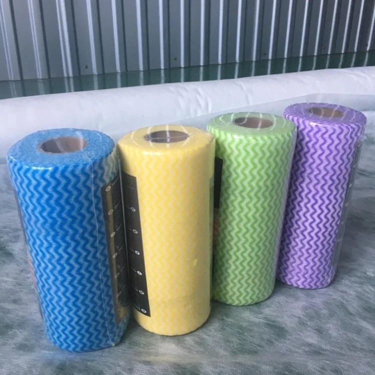 Household spunalce Reusable  wave nonwoven kitchen dish cleaning cloth lazy rags  Disposable Kitchen Paper Towel roll