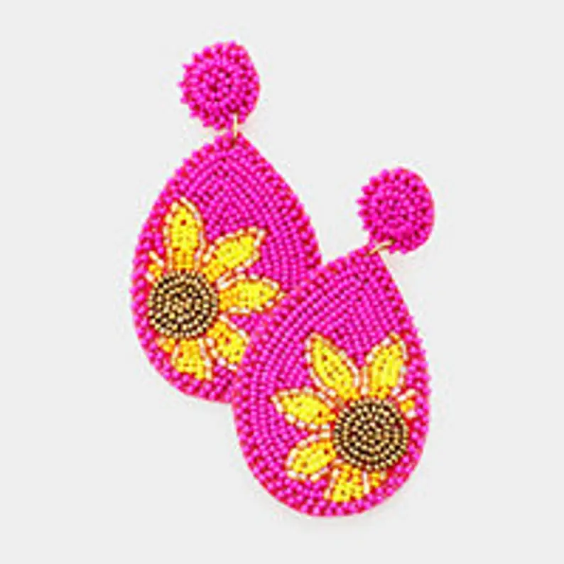New fashion decorative party fashionable Seed Bead Sunflower Accented Teardrop Earring