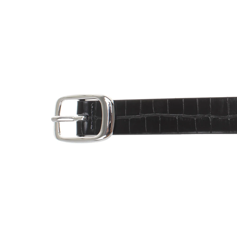 New designer Shiny Square Pin Buckle trendy custom women fashion belts black alligator pu leather Belt for Girls