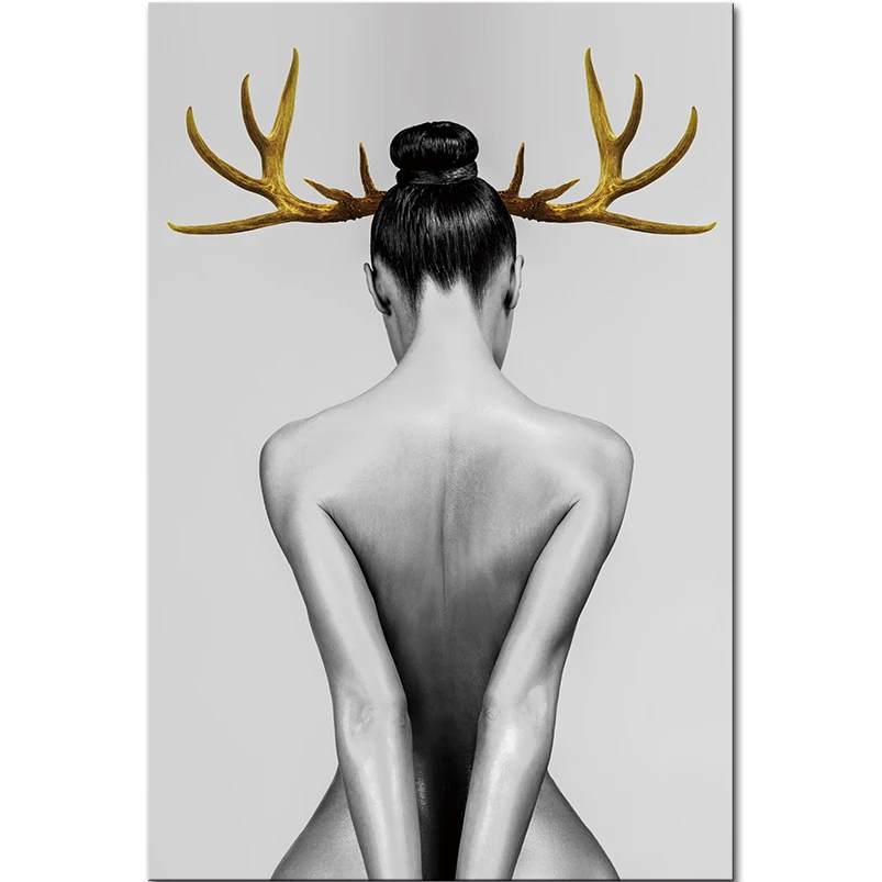 OEM Wholesales China supplier woman nude art antler  abstract Canvas prints  home decor Wall art oil painting