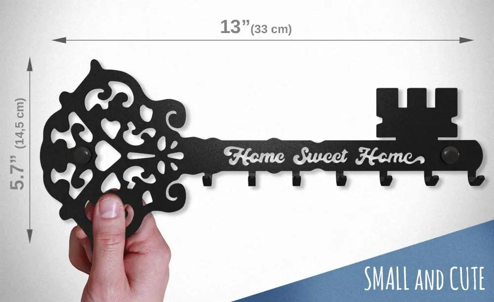 Manufacturers wholesale Black Metal Key Hook Wall Mounted Key Coat Hanger Rack Home Decorative Key Holder Hook