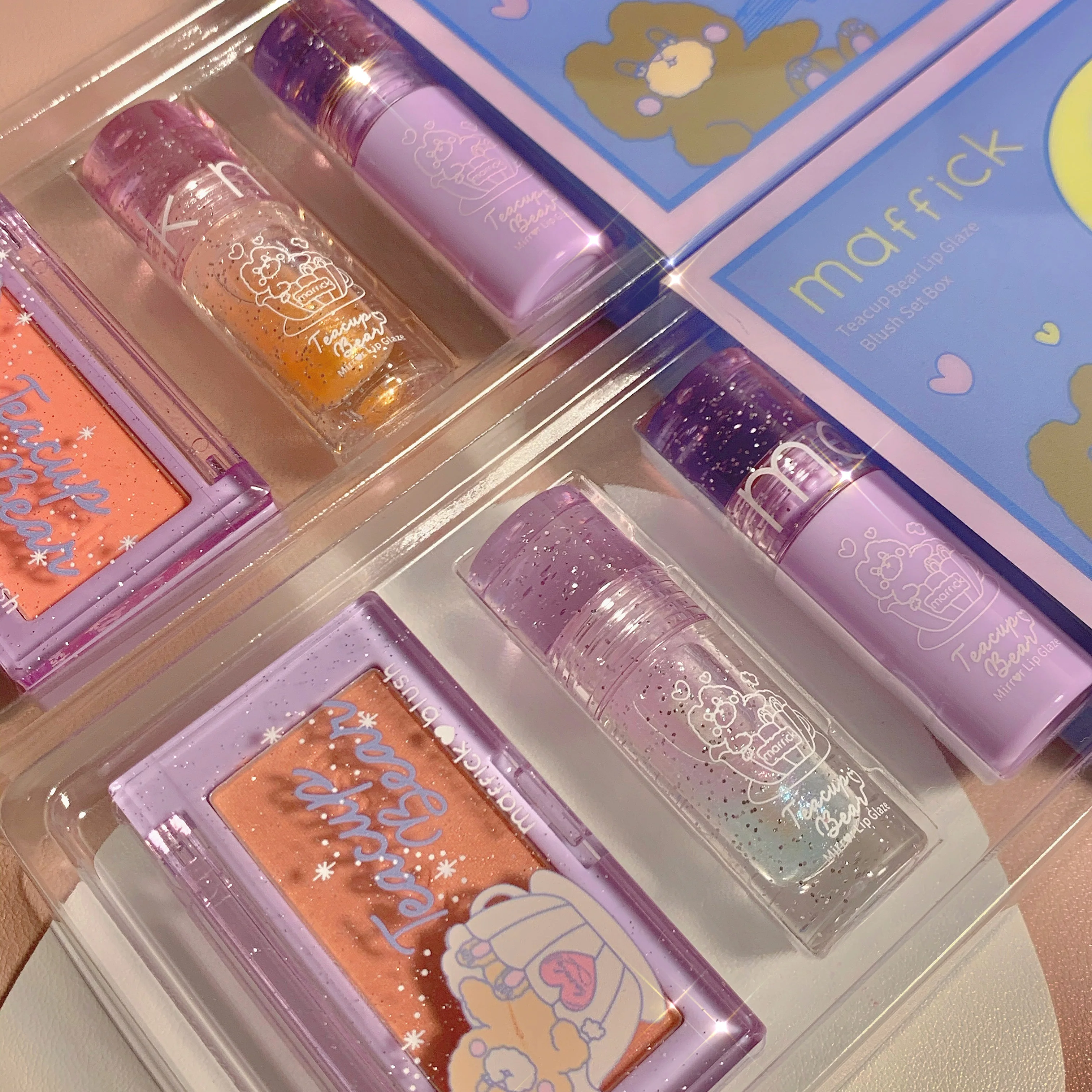 2021 MAFFICK Women Best Gifts Diamond Glitter Lip Primer Matte Lip Gloss Blush Cosmetic Makeup Set