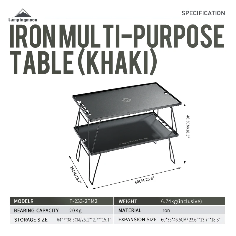 IGT Heavy duty green storage rack 2 shelves camping picnic table & chair set  metal camping kitchen folding table