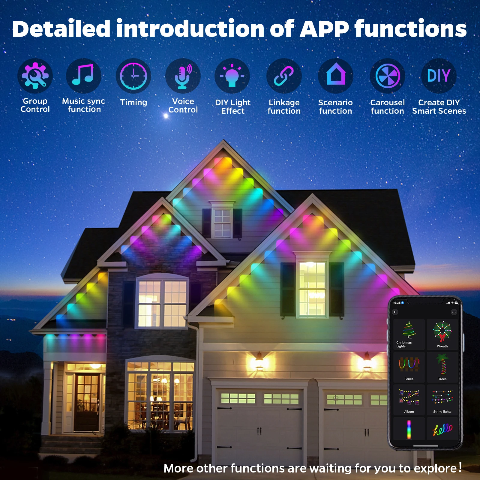 Permanente Kerstverlichting Ip67 Smart Wifi Controller Exterieur Led Lights Pixel Permanente Outdoor Led Point Light