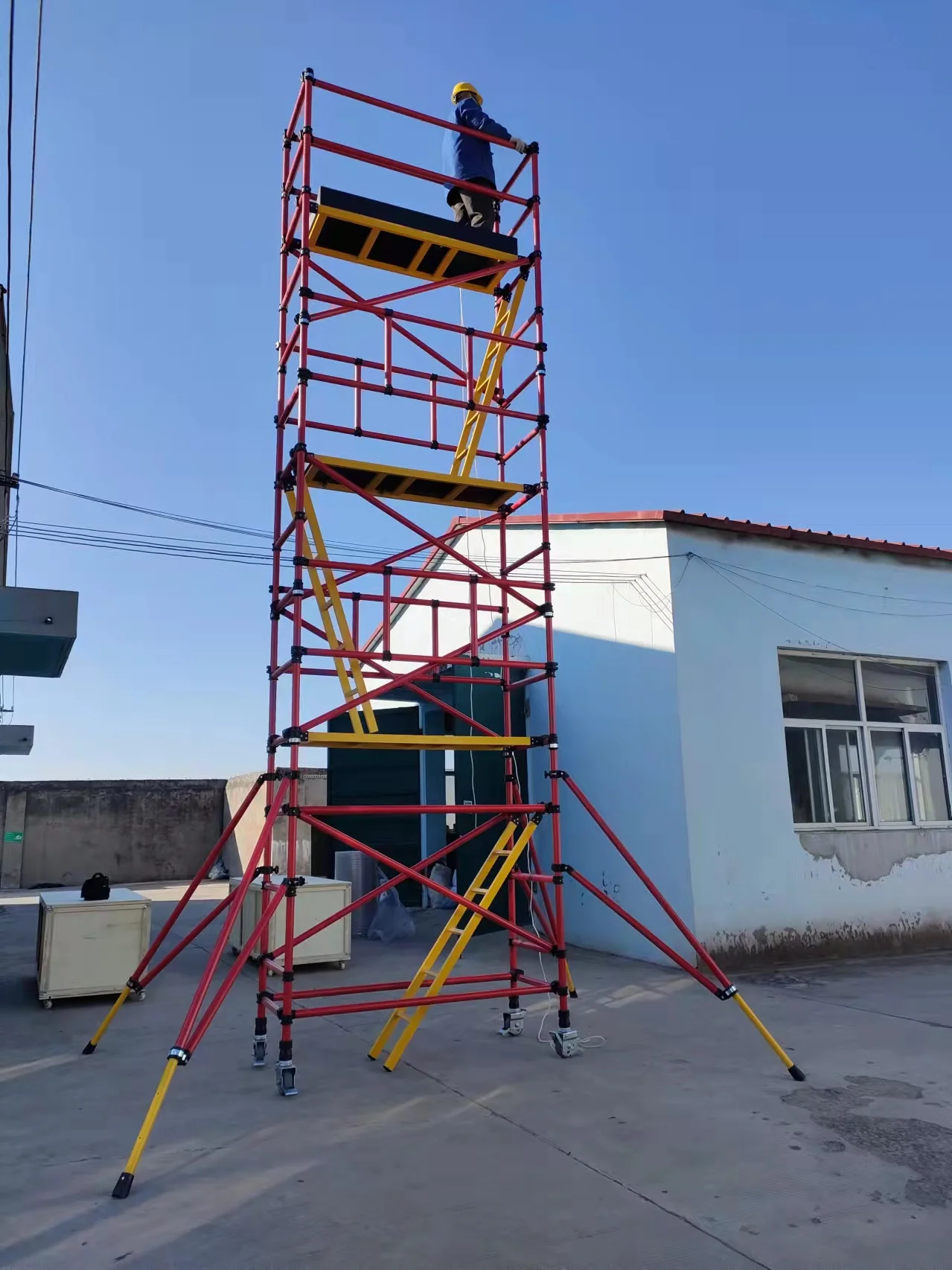 Full insulation platform scaffolding mobile fiberglass fiber reinforced plastic scaffolding with plank