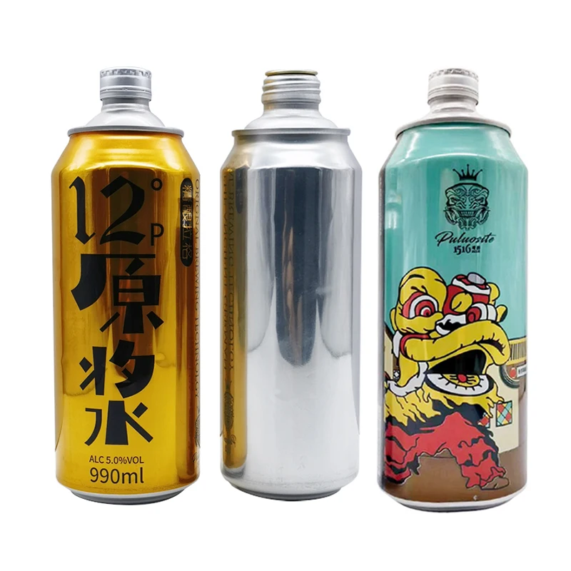 Eco-friendly 250ml 330ml 500ml Recyclable Aluminum Tin Metal Cans Easy Open Empty Beverage Jars with Screw cap for Beer drink