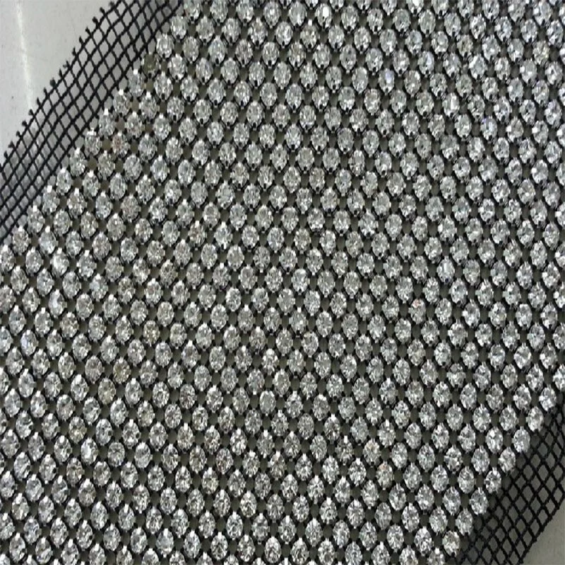 24rows 5mm sew on clear crystal rhinestone trimming mesh banding silver metal claw chain banding black base fabric