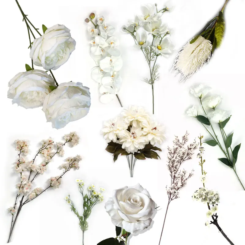 Flores Artificial White Flowers Rosas Artificiales Single Velvet orchids cherry blossom daisy Flower For Home Wedding