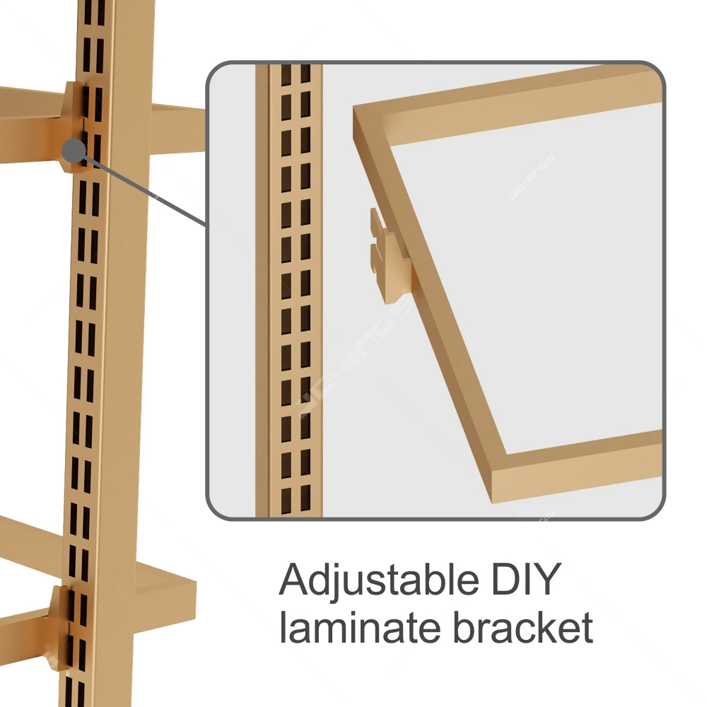 Custom Wall rack store metal Boutique Gold Shoe display racks Handbag  Metal Shelf Women Store Display Stands for Clothes Shops