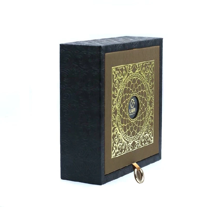 Classical Luxury Custom Black Set Leather Jewelry Perfume Gift packaging Box For cosmetics And Gift storage
