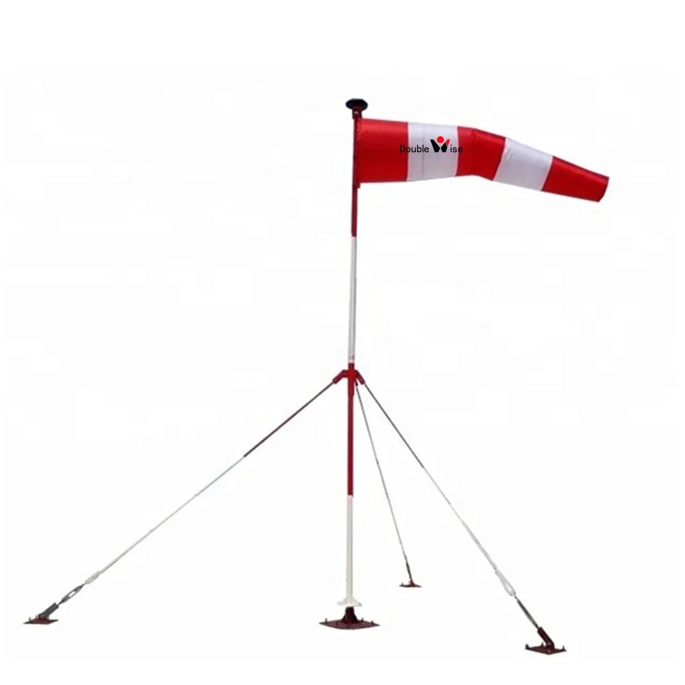 FAA Airport lighting Wind Cone Solar Airfield Heliport Windsock with an Obstruction Light and a Floodlight