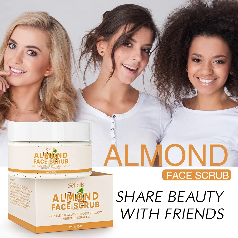 2024 Best New Style Natural OEM ODM Exfoliation Gentle Exfoliation Almond Organic Face Scrub