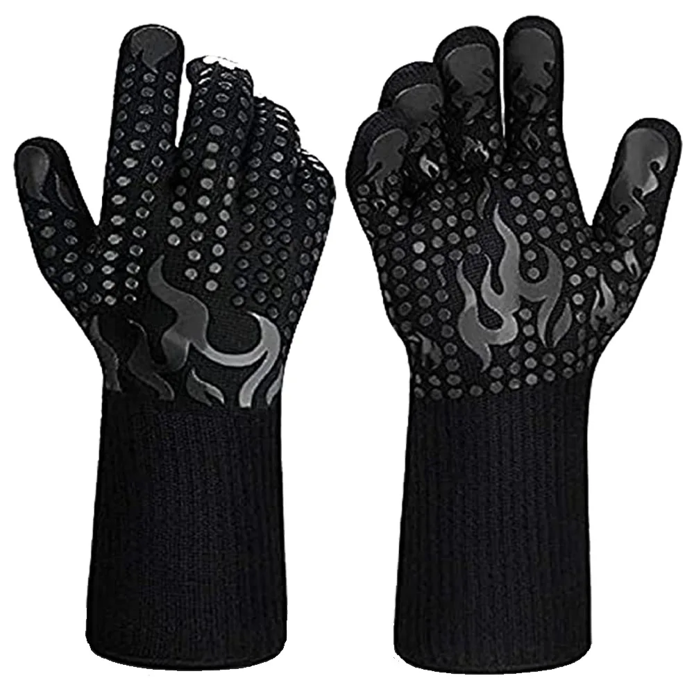 800 Degree Heat Resistant Gloves Outdoor Barbecue Kitchen Oven BBQ Gloves Heat Resistant with EN407 EN420