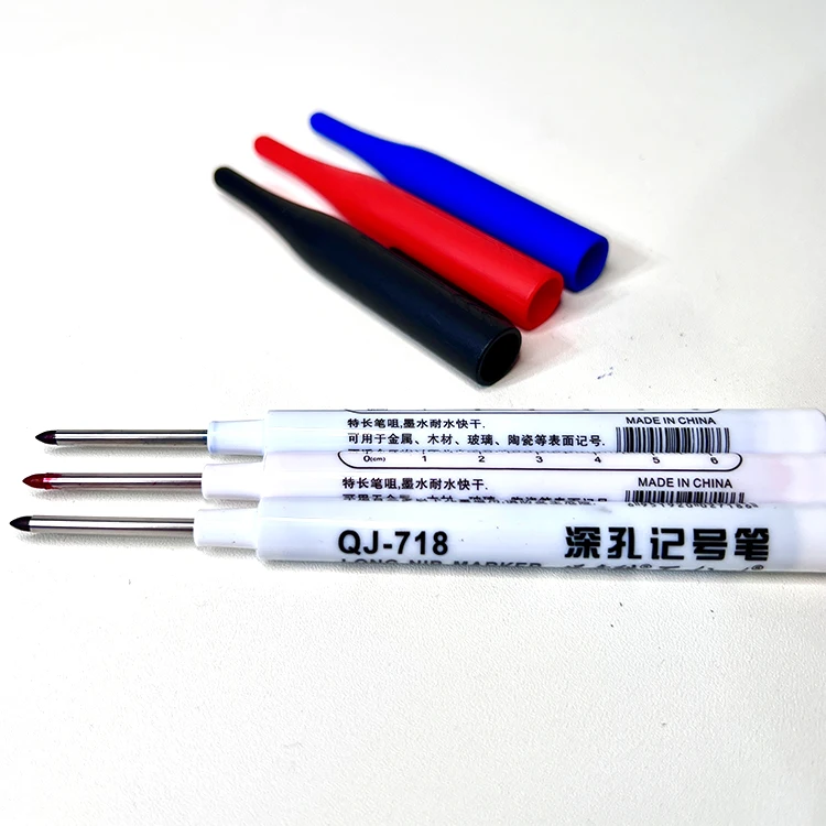 Customized Industrial Metallic Long Nib Deep Hole Oil Permanent Marker Pen Set Deep Hole Marker Pencil With 30mm Nib