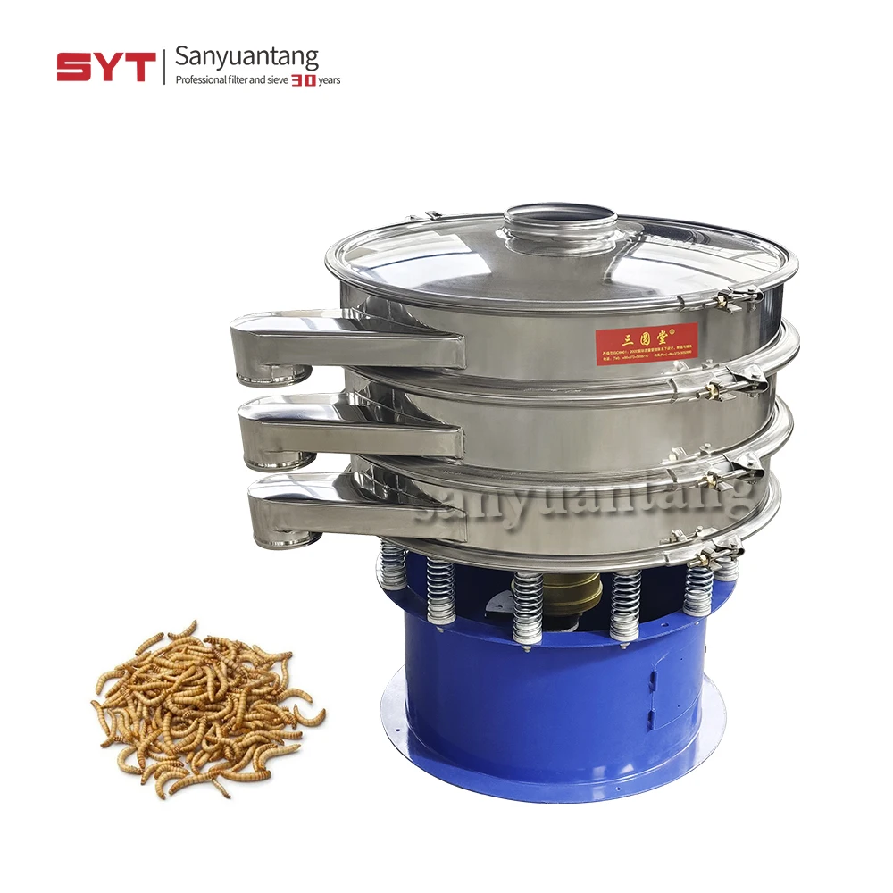 Industrial 800mm Stainless Rotary Double Layer Vibrate Screen Saw Dust Pellets Sifter Vibrating Sieve Machine