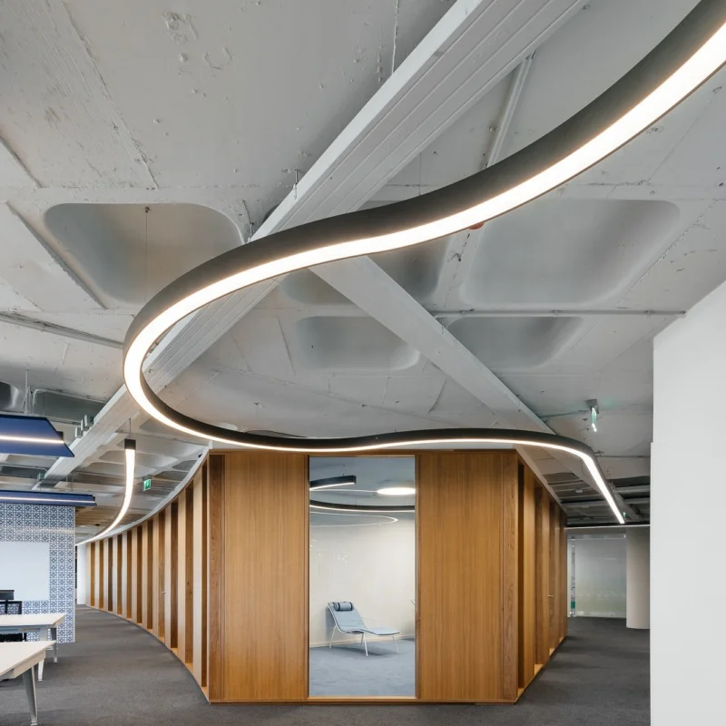 
HLINEAR LC4060-S-7100 Black/White Curved LED Linear Light Office Pendant Suspension Light 